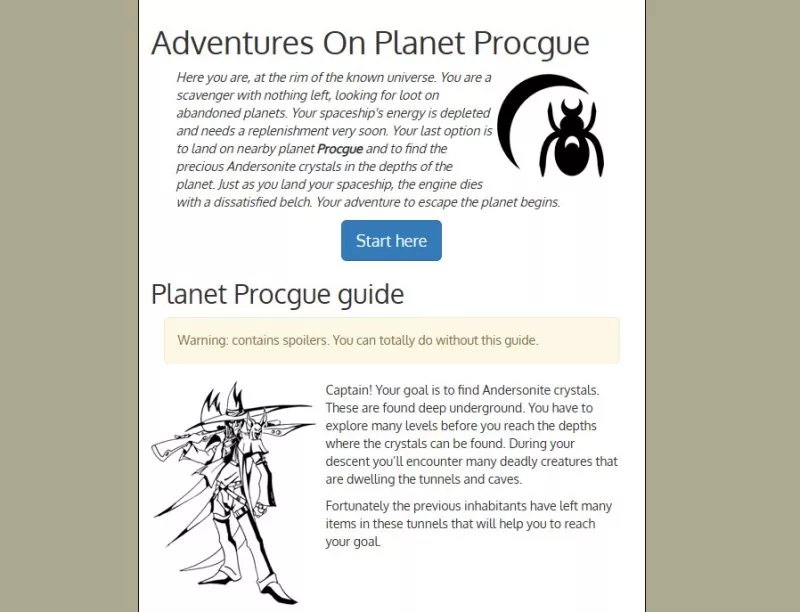 browser games - Adventures On Planet Procgue