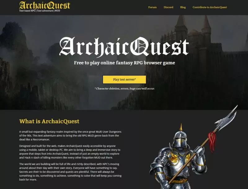 multi-user dungeon games - ArchaicQuest