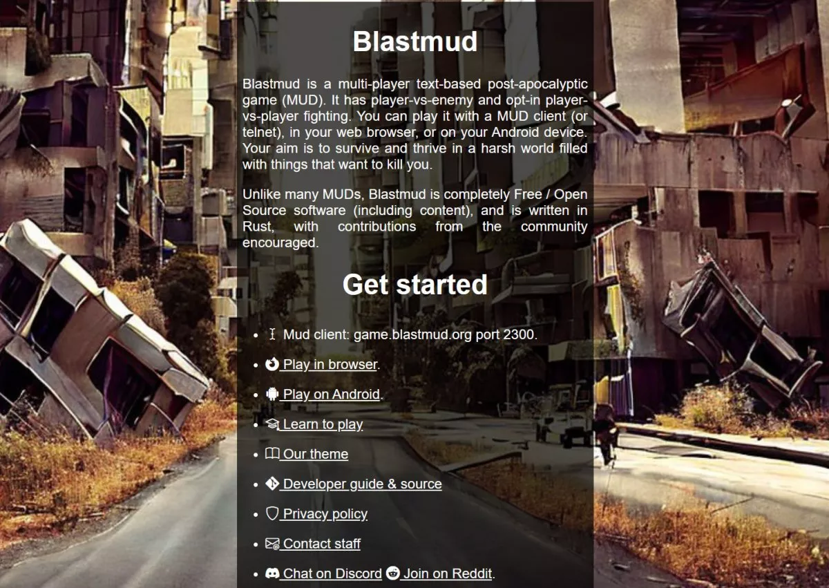 multi-user dungeon games - Blastmud