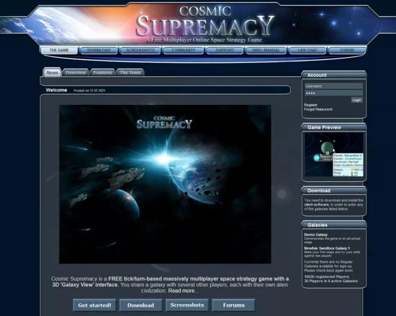 massive multiplayer online games - Cosmic Supremacy