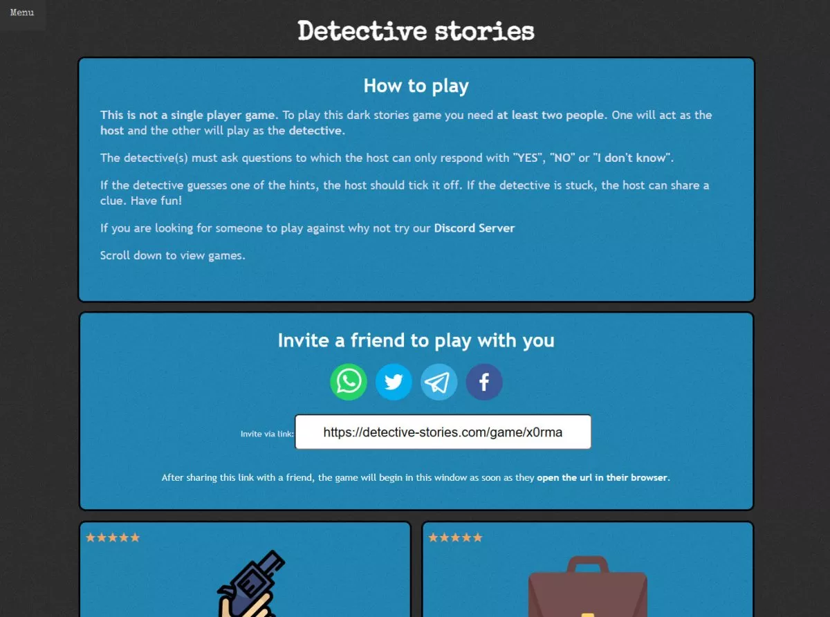 1 player games online - Detective Stories