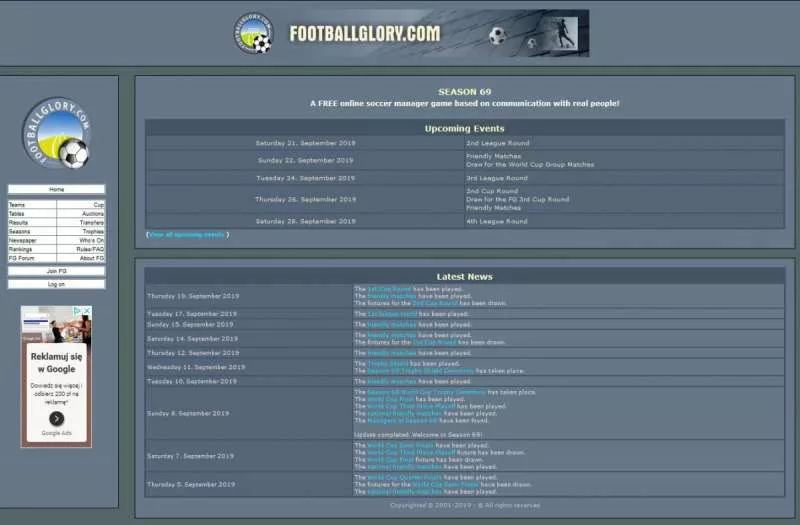 online sport manager games - Football Glory