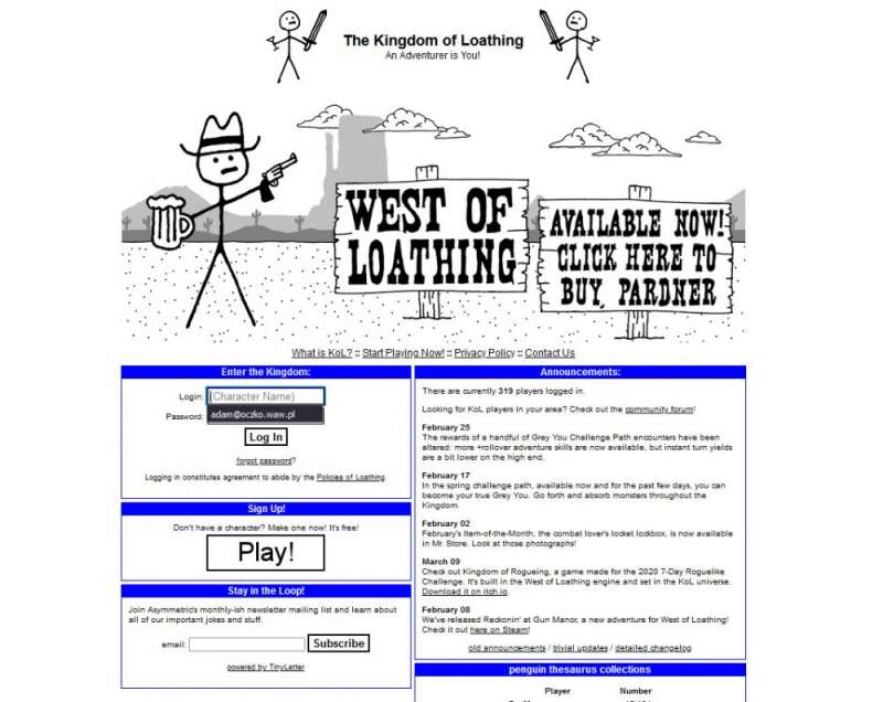 multiplayer online games - Kingdom of Loathing