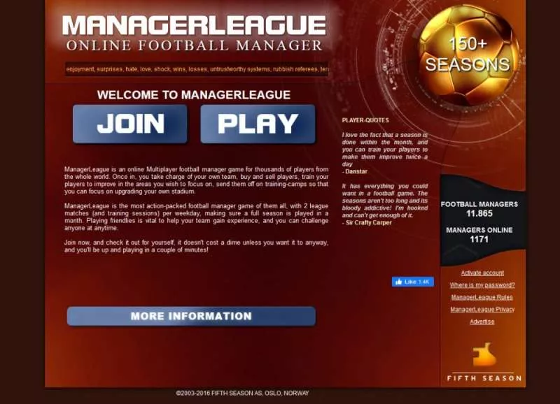 Football-o-Rama online game - Manager League