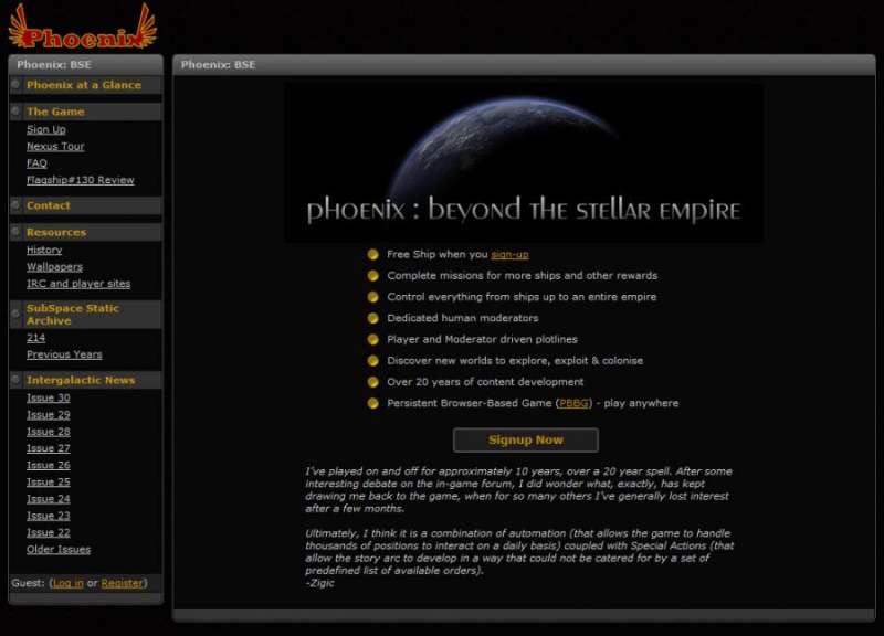 Space Trek - The New Empire online game - Phoenix