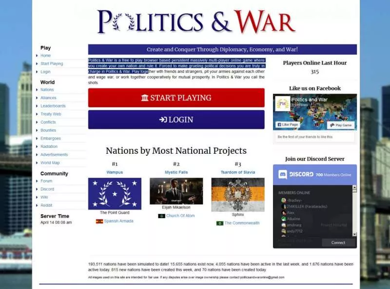 The Outbreak online game - Politics & War