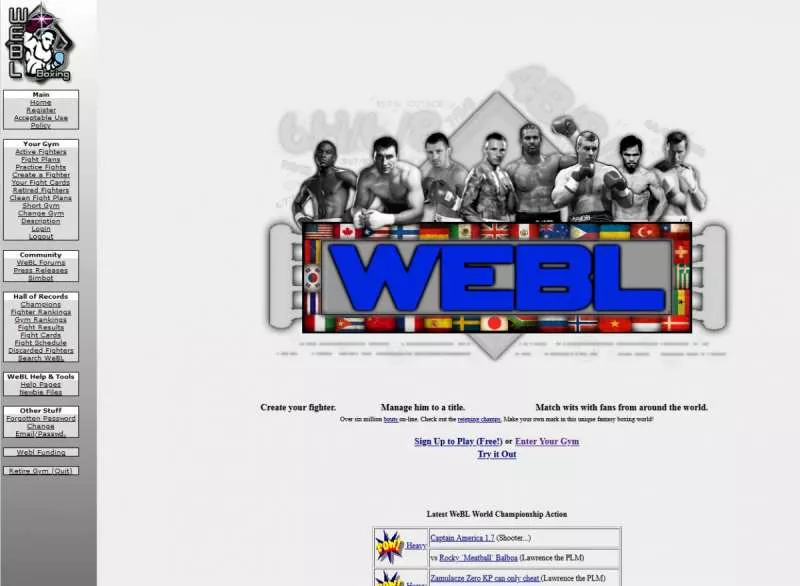 online sport manager games - The Web Boxing League