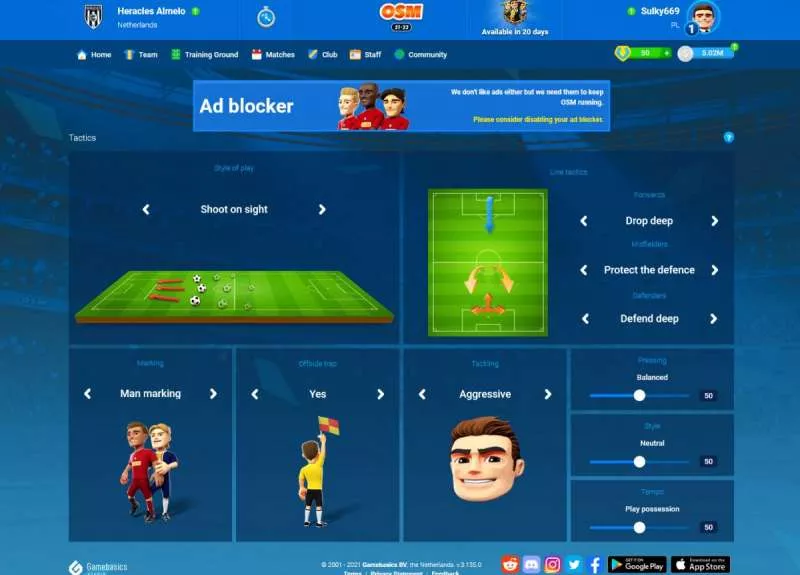 OSM Online Soccer Manager 2001  online game