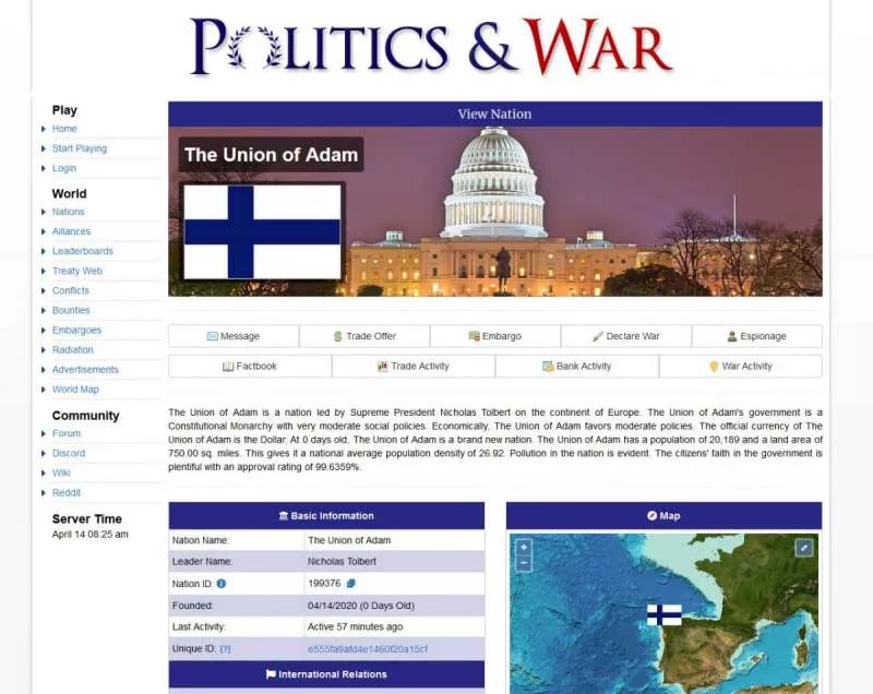 Politics & War  2002  online game