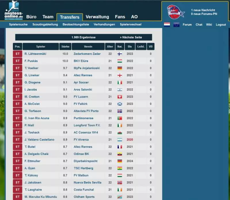 Anstoss Online  2012  online game