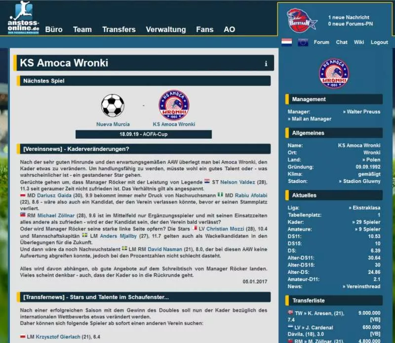 Anstoss Online  2012  online game