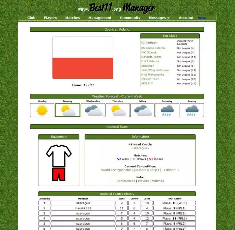 Best 11 Manager  2002  online game