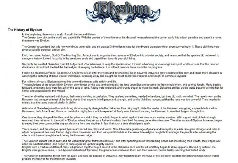 Elysium RPG  2001  online game