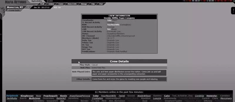 Mafia Returns  2010  online game