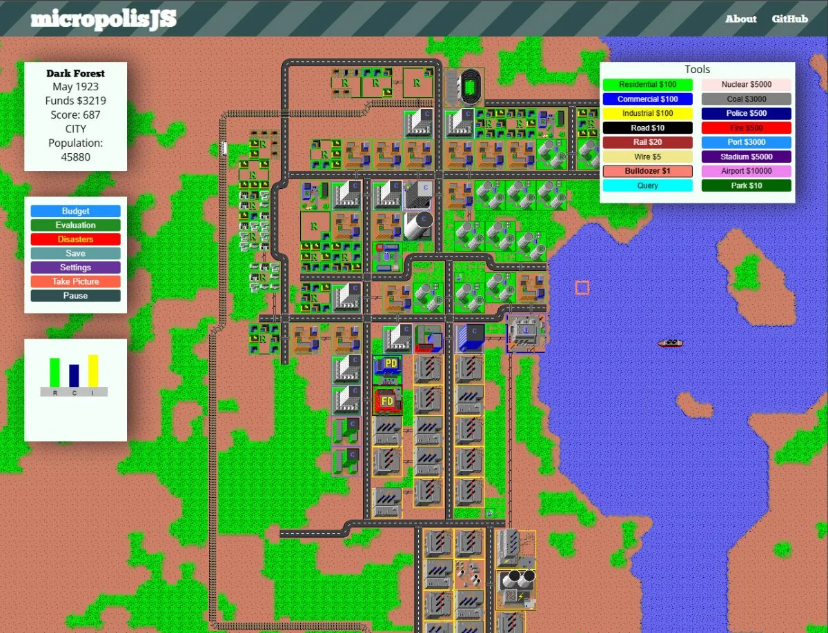 MicropolisJS  2014  online game