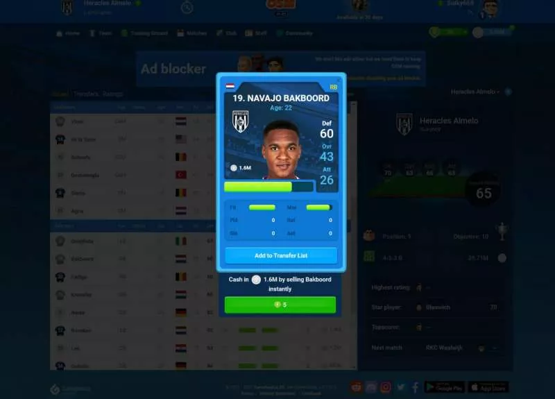 OSM Online Soccer Manager 2001  online game