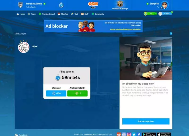 OSM Online Soccer Manager 2001  online game